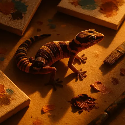Dramatically Warm Backlit Banded Gecko with a Strong Rim Effect