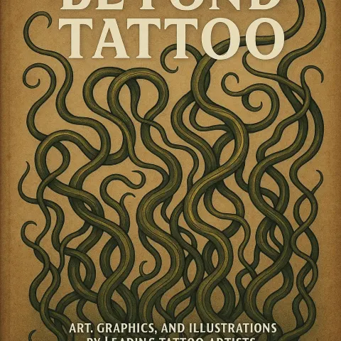 Book Cover Titled "Beyond Tattoo" Featuring Snake-like Tendrils