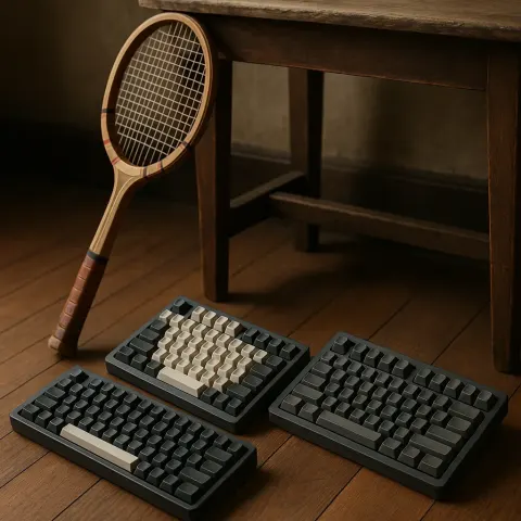 Lifelike Setting with Two Classic Tennis Rackets