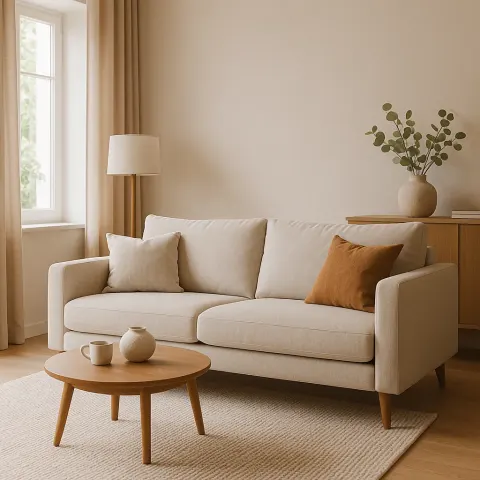 Contemporary Sofa Placed in a Warm and Inviting Living Room