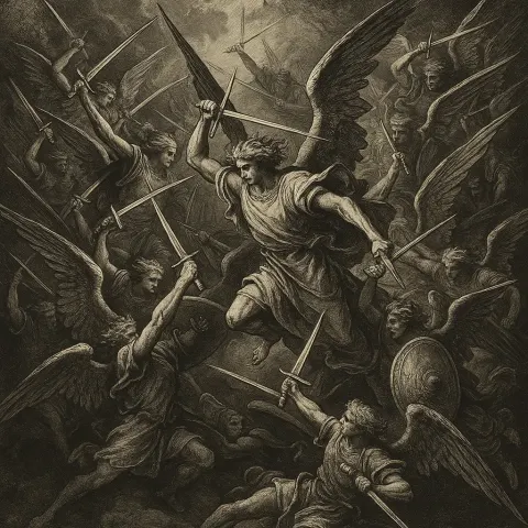 Dynamic Illustration by Gustave Doré Depicting an Intense