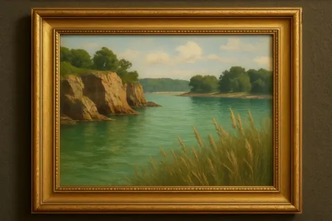 Coastal Landscape with Calm Green Water
