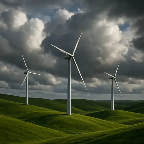 Few Solitary Wind Turbines Stand Like Silent Sentinels
