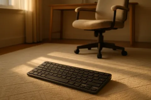 Sleek Rectangular Keyboard in a Matte Gray Finish Is Casually