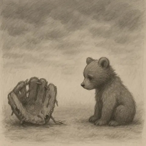 Subdued Sketch Illustrating a Ripped Baseball Glove
