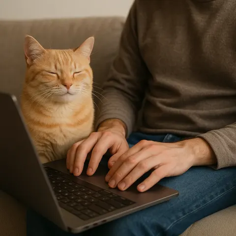 Beside a Person Working on a Laptop