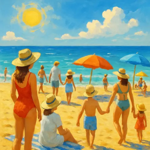 Vibrant Beach Setting During Summer