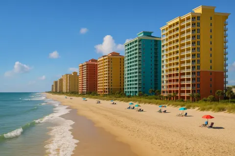 Beach Covered in Sand with Vibrant