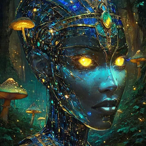 Whirlwind of Souls Around a Pharaoh Android