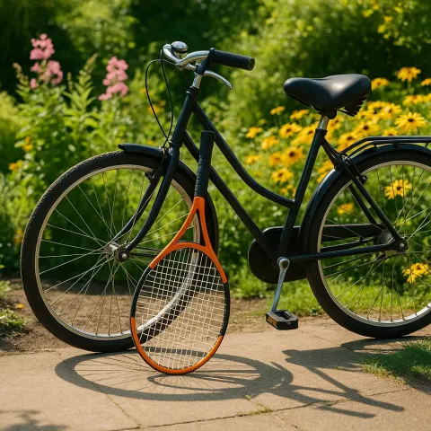 Bicycle Parked near a Sunny Garden