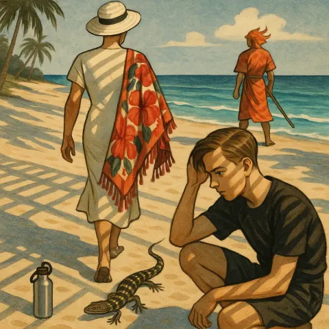 Figure in Streamline Moderne Art Deco Attire Suggesting an Artistic