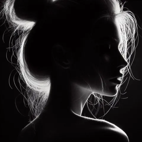 Dramatic Black and White Silhouette Portrait