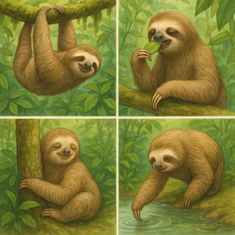 Describe the Daily Routine of a Sloth by Depicting
