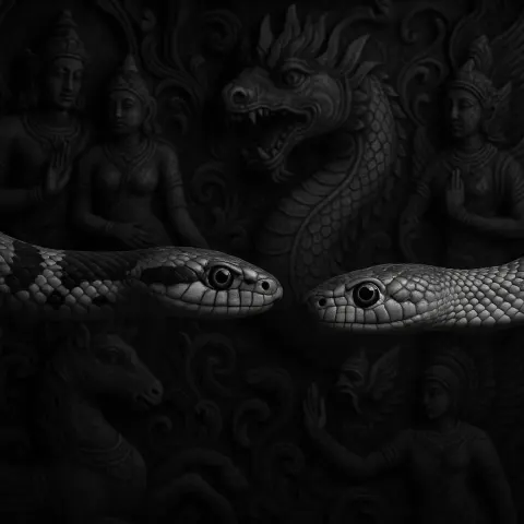 Two Diverse Water Snakes Glide in Monochromatic
