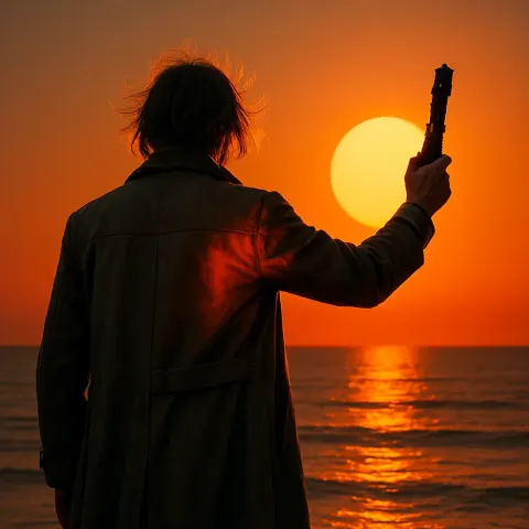 Solitary Figure in a Worn Trench Coat