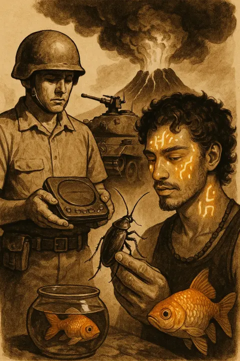 Ordinary Service Worker in a Combat Helmet and Utility Belt