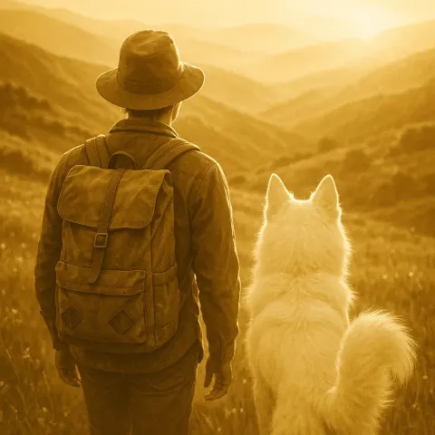 Two Companions—one Shouldering a Medium 25-35 Liters Backpack Crafted