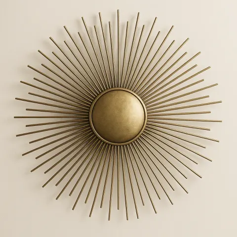 Sunburst-style Wall Decor Piece with Radiating Metallic Rods