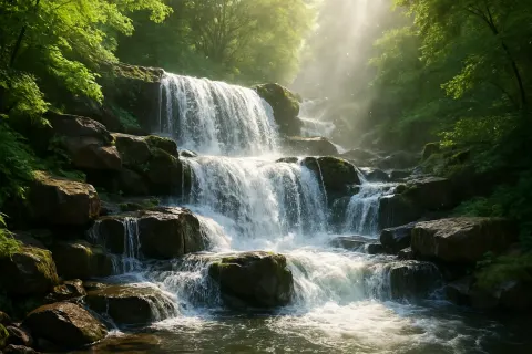 Meticulously Detailed 3D Representation of a Waterfall in Motion