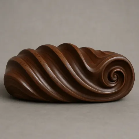 Sculpture Made from Polished Dark Walnut Wood