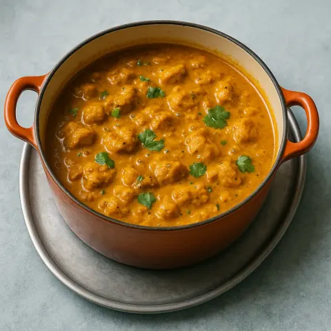 Fragrant Curry Simmered Softly in the Heated Pot