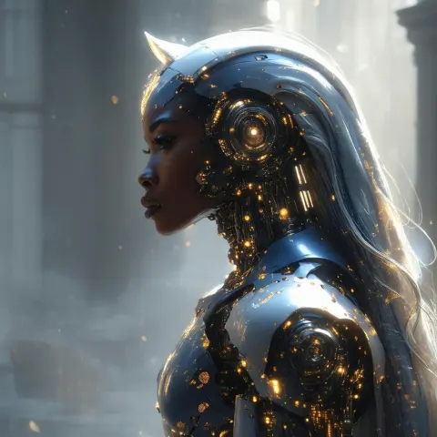 Cyborg Megan Thee Stallion in Romantic Chiaroscuro