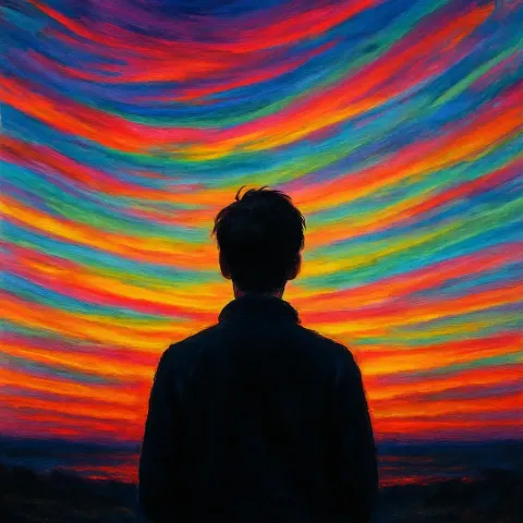 Person Watches a Vivid Sunset