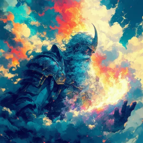 Colossal Norse God Exhaling Clouds of Smoke