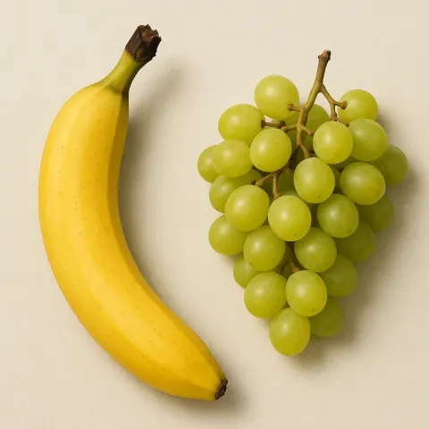 Ripe Banana on the Left and a Bunch