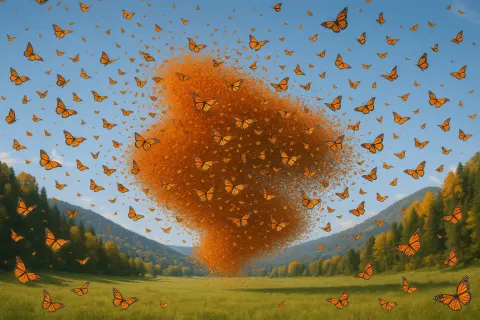 Thousands of Monarch Butterflies Create a Vibrant Orange Cloud