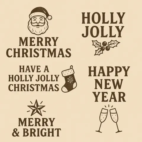 Collection of Vintage-style Christmas and New Year Typography Designs