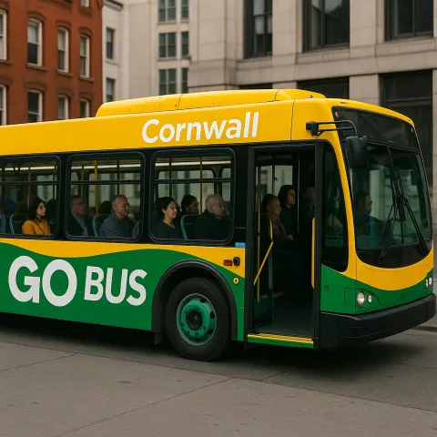 Green and Yellow Cornwall Go Bus