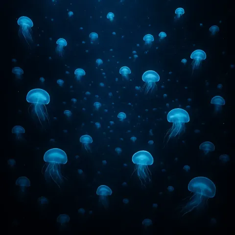 Immense Swarm of Bioluminescent Jellyfish