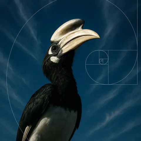 Single Pied Black and White Hornbill