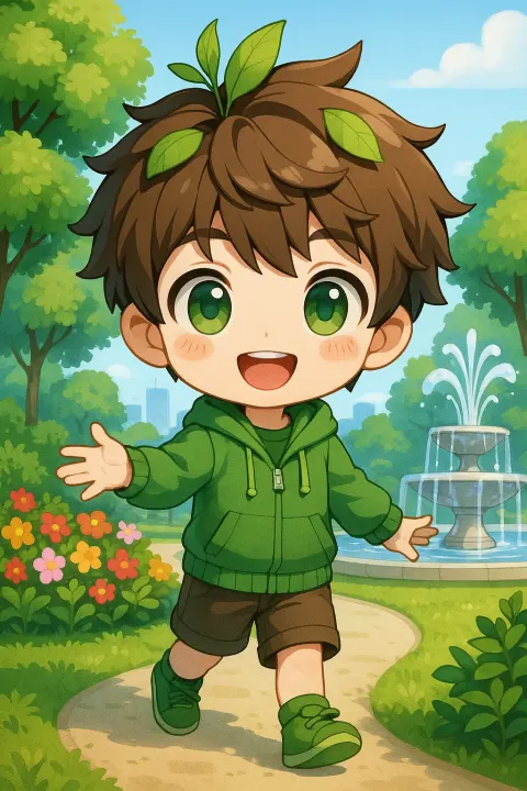 3D Chibi-style Anime Boy Character That Personifies the Lively Spirit