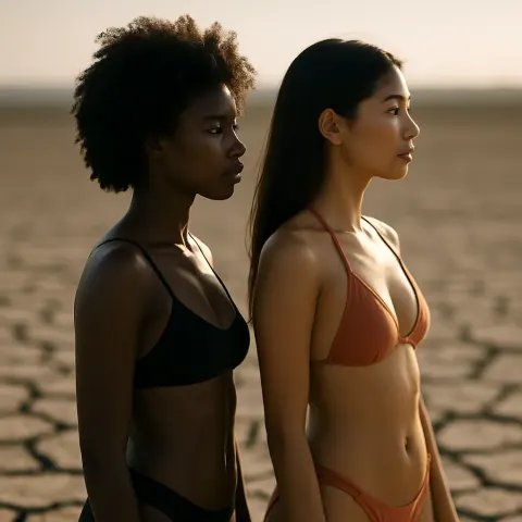 Two Diverse Bikinis in Profile
