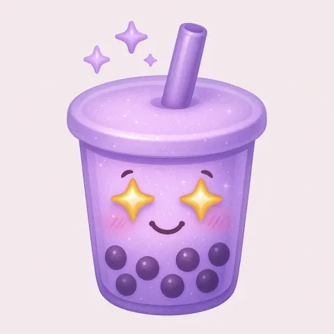 Finely Designed Digital Emoji Showcasing a Whimsical Cup of Bubble