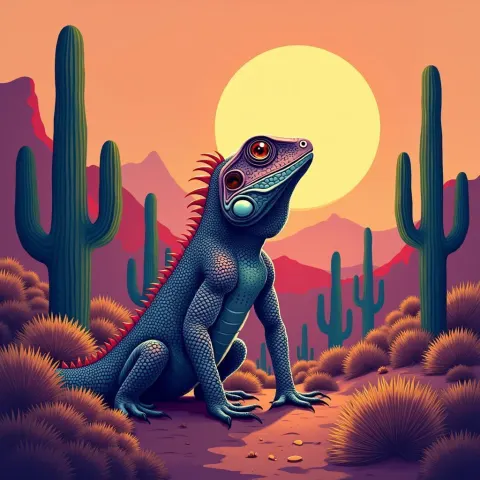 Vibrant Desert Lizard Under a Glowing Sun