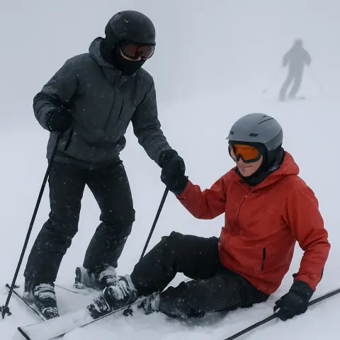 Two Skiers in Snowy
