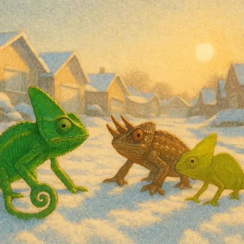 Three African Chameleons—the First