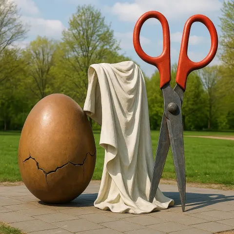 Sculpture Featuring a Cracked Egg
