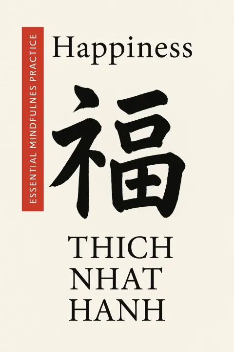 Minimalist Book Cover Titled "Happiness" by Thich Nhat Hanh
