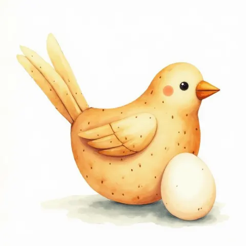 Watercolor Bird Crafted From Wheat Bread and Egg
