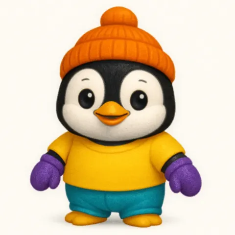 Digital Illustration Featuring an Adorable Baby Penguin Emoji