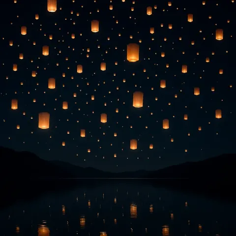 Thousands of Glowing Paper Lanterns Drift Serenely Upwards