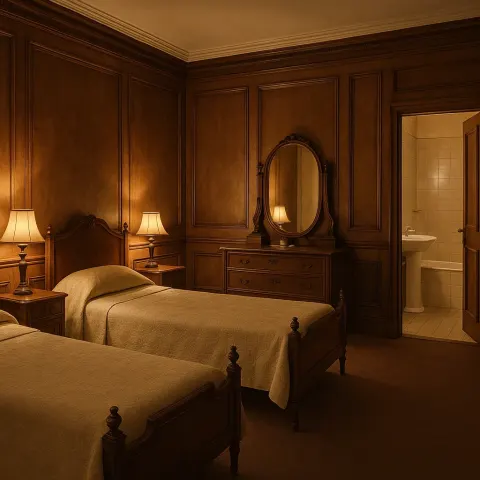 Vintage En Suite Room Featuring Two Single Beds