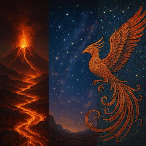 Blazing Volcanic Terrain Aglow with Molten Lava Flows Gradually Shifts