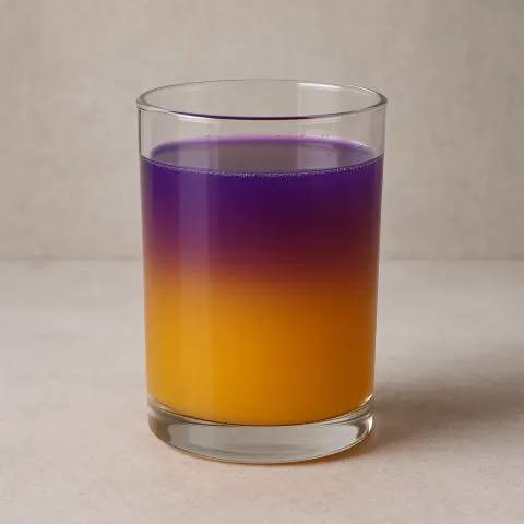 Glass Containing Orange Juice Mixed with Litmus Solution