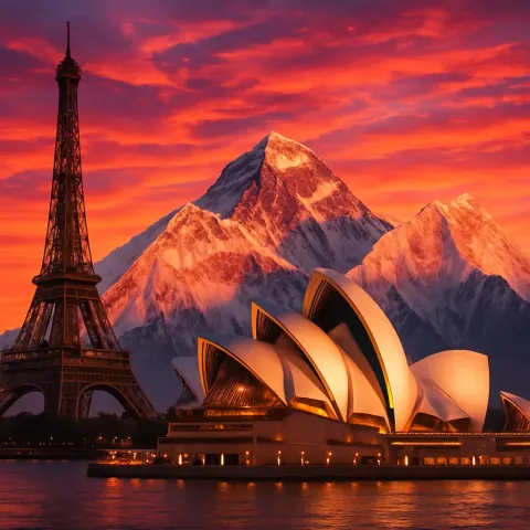 Envision the Sydney Opera House with the Eiffel Tower