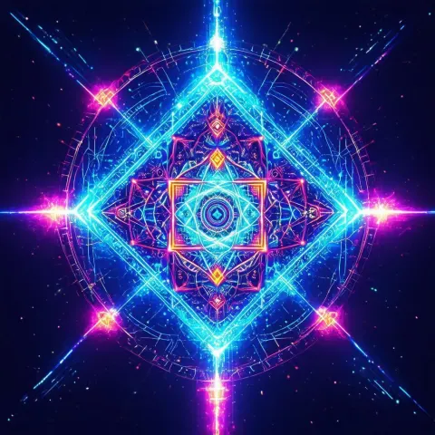 Neon Laser Sacred Geometry With Shipibo Patterns